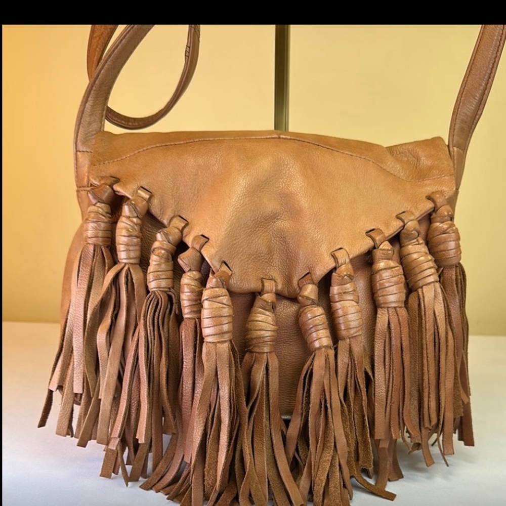 Brown Leather Fringe Shoulder Bag